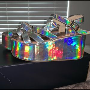 Holographic Platform Sandals
